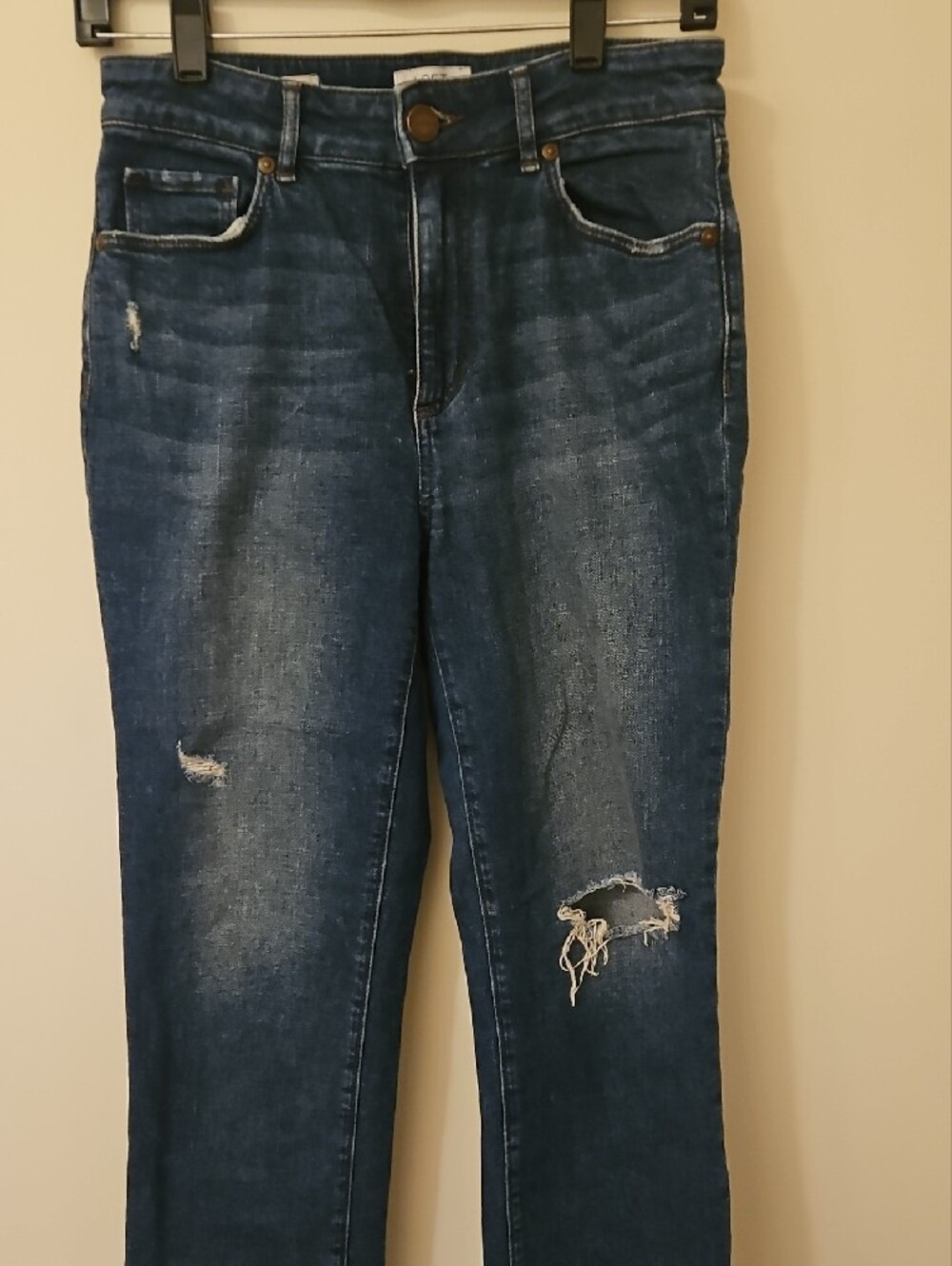 LOFT Women's Curvy High Rise Straight Petite Dark Indigo Straight-Leg Jeans